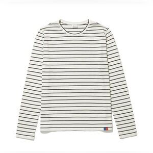 NWT Kule The Modern Long Tee T-Shirt Cream Navy Pinstripe